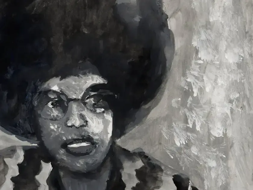 The Names Four Names and a Song Credits Iris Kensmil Angela Davis Grey gouache 2021